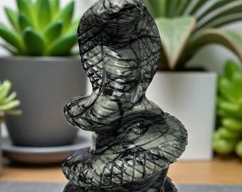 2.5LB Serpentine Jade Cobra Snake Carving