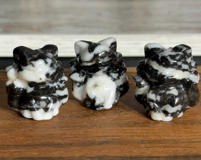 Zebra Jasper Nine Tail Fox Mini Carving
