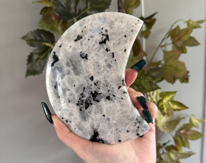 1.8LB Rainbow Moonstone Moon Carving