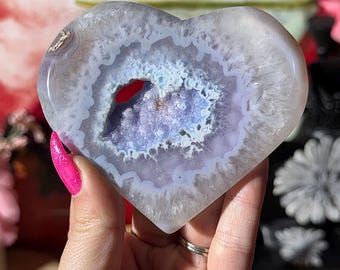 Druzy Jelly Agate Heart Carving