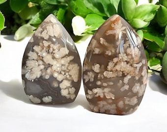 Flower Agate Teardrop Flame Freeform