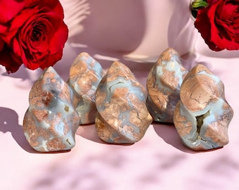 Cotton Candy Pink Agate Flames