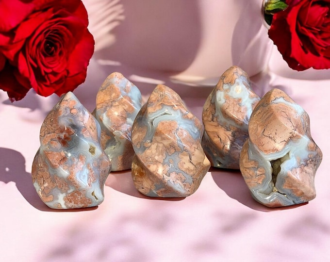 Cotton Candy Pink Agate Flames