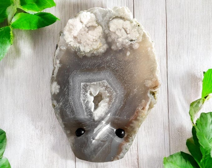 Flower Agate Geode Hedgie