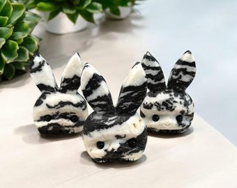 Zebra Jasper Bunny Hedgies Hand Carved