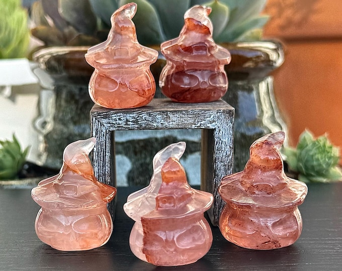 Fire Quartz Witch Jack-O-Lantern Pumpkin Mini Carving