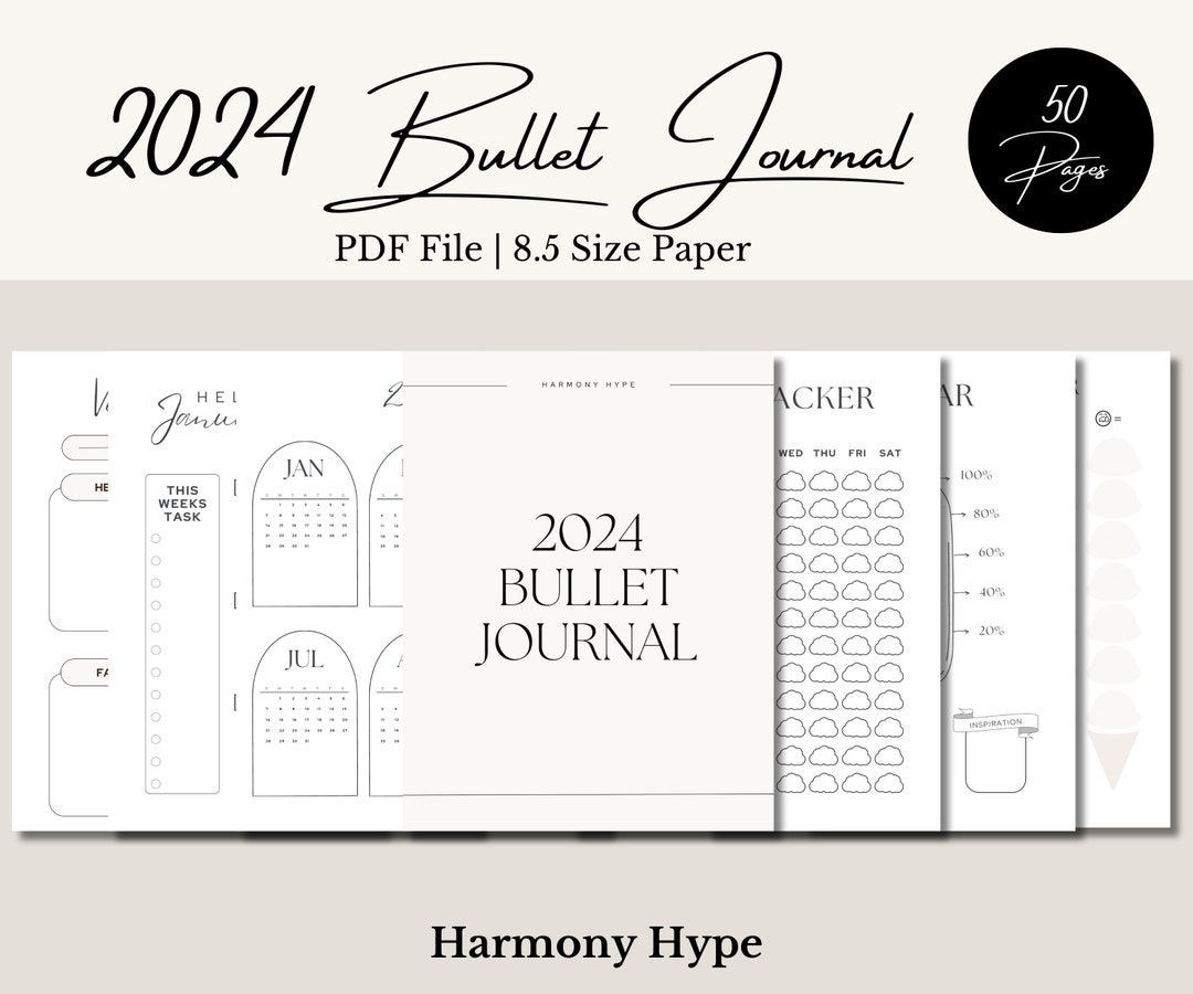 2024 Printable Bullet Journal New Year Bullet Journal 2024 Etsy