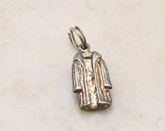 Vintage Sterling Silver Coat Charm Pendant: 925 Fashion Jewelry