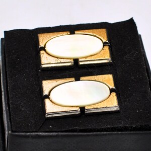Vintage Cufflinks: Gold And Silver Tone cufflinks With Mother Of Pearl Inlay