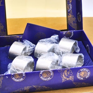 Phoenix Pewter - Set of 6 Pewter Napkin Rings - Vintage Phoenix Napkin Rings Napkin Holders