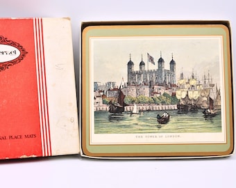 ピンパーネル 19世紀ロンドン プレースマット ブルーの縁取り コルク