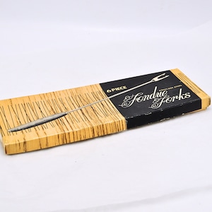 Retro Fondue Forks Set - Teak Wood Handle Coloured Ends Vintage Forks Made In Japan