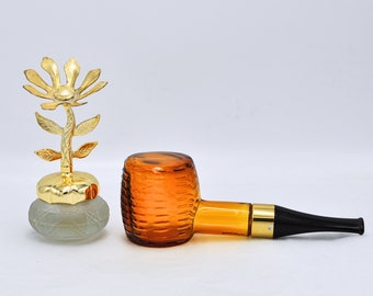 Flacons de parfum Avon vintage - Sachet de crème souvenir fleurs « Charisma » et pipe Avon « Épis de maïs »
