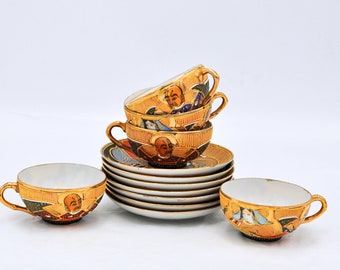Satsuma duos - Hand Painted Eggshell Fine Porcelain 1940's