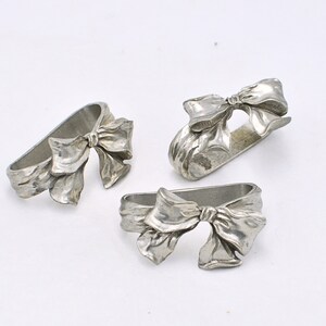 Pewter Bow Shape Napkin Holders 1993 Seagull Canada - Vintage Napkin Rings - Napkin Holders
