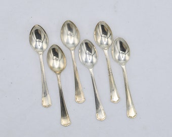 Art Deco Style Vintage Silverplate Cutlery - Set of 6 Demitasse Teaspoons with EPNS A1