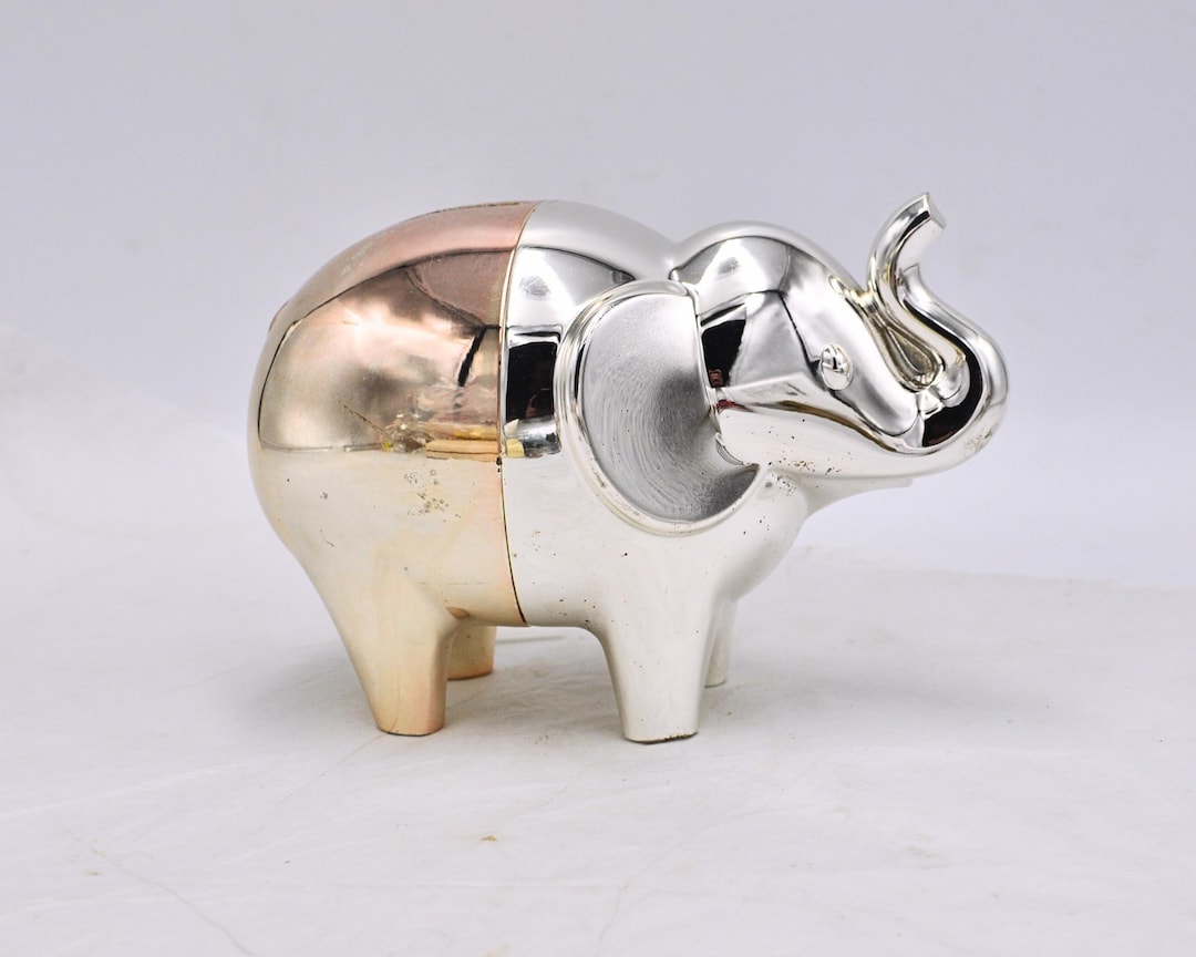 ○5005#0409アンティークSTERLING(925の事)ペアスワン小物入れ Wedgwood Vera Wang Silverplated Elephant Piggy Bank - Two-tone