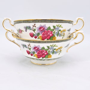 Vintage Royal Albert Paragon Tree of Kashmir Soup Bowl with Handles – Vintage English China Cup, Made for Queen Elizabeth