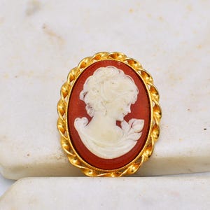 Vintage Cameo Brooch / Pendant With Gold Tone Surround - Vintage Resin Cameo