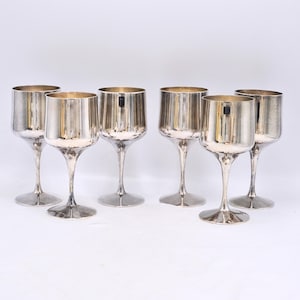 Vintage Silver Plated Goblets With Stem - Strachan Silver - Vintage Barware Silver Cocktail Glasses