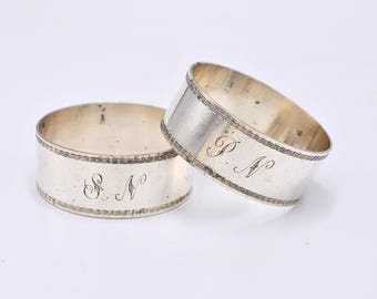 ヴィンテージスターリングシルバーナプキンリング、ROBERTの刻印入り