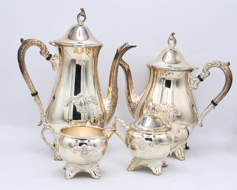 Viners Silverplate Tea, Coffee, Milk and Sugar Set Silver Plate Tea and