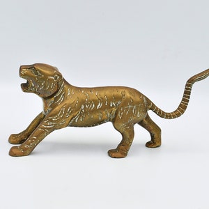 Große massive Messing Tiger Statue Schreibtisch Mid Century Decor - Vintage Messing Tier