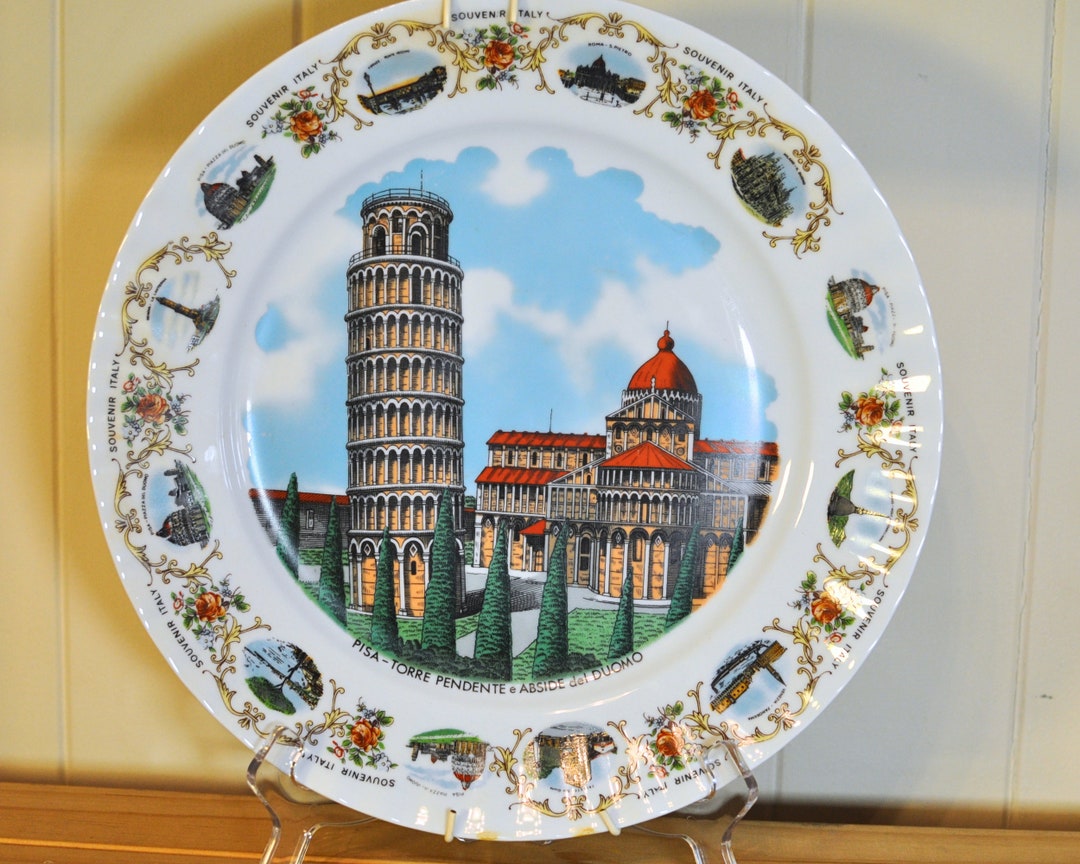 Large Display Plate Vintage Souvenir Italy Plate. Pisa Kronester
