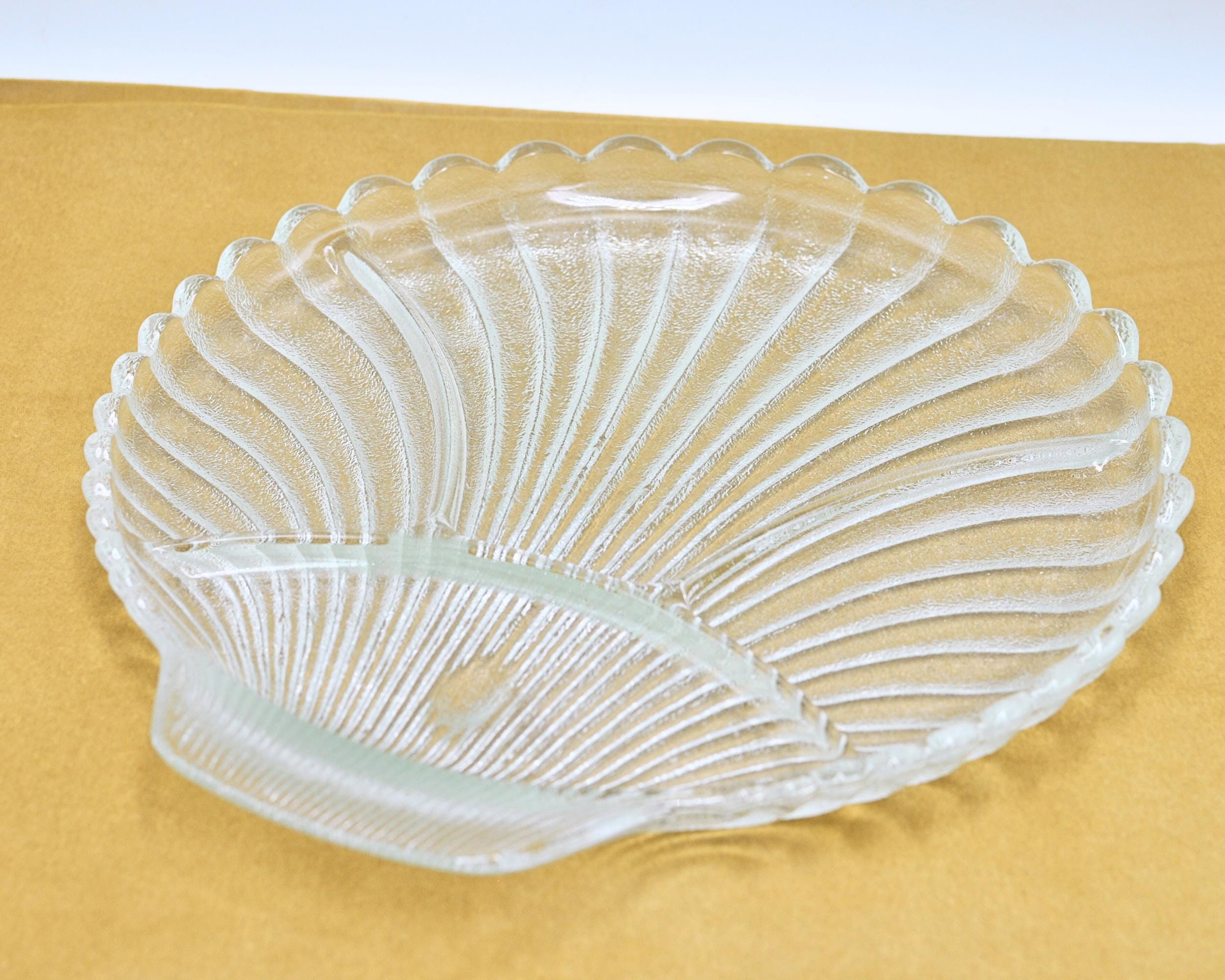 ヴィンテージ アンカーホッキング ガラスシェルプレート – 仕切り付き