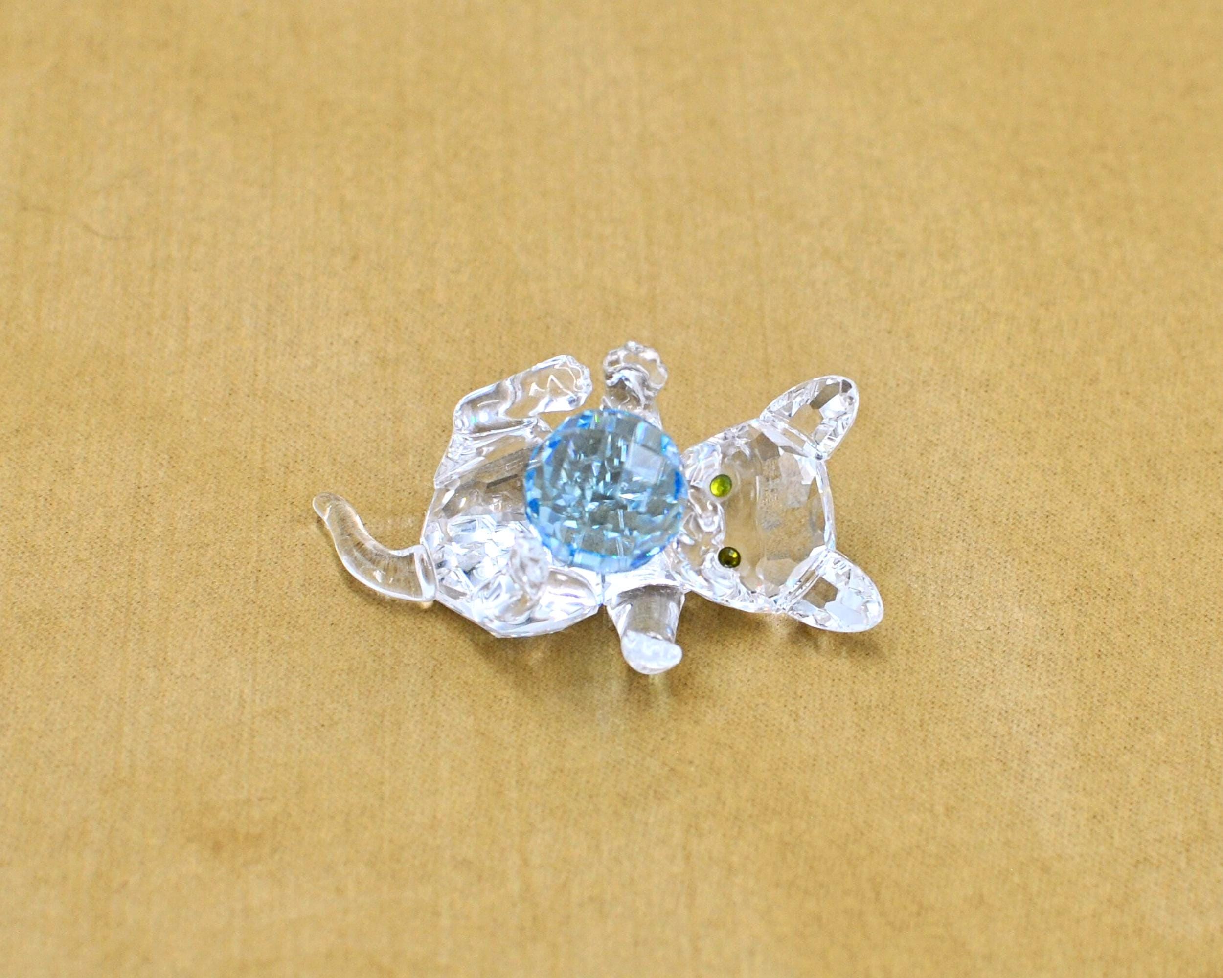 Swarovski クリスタル 子ネコ(ブルーボール) 廃盤品 Retired Swarovski Crystal Cat - Etsy