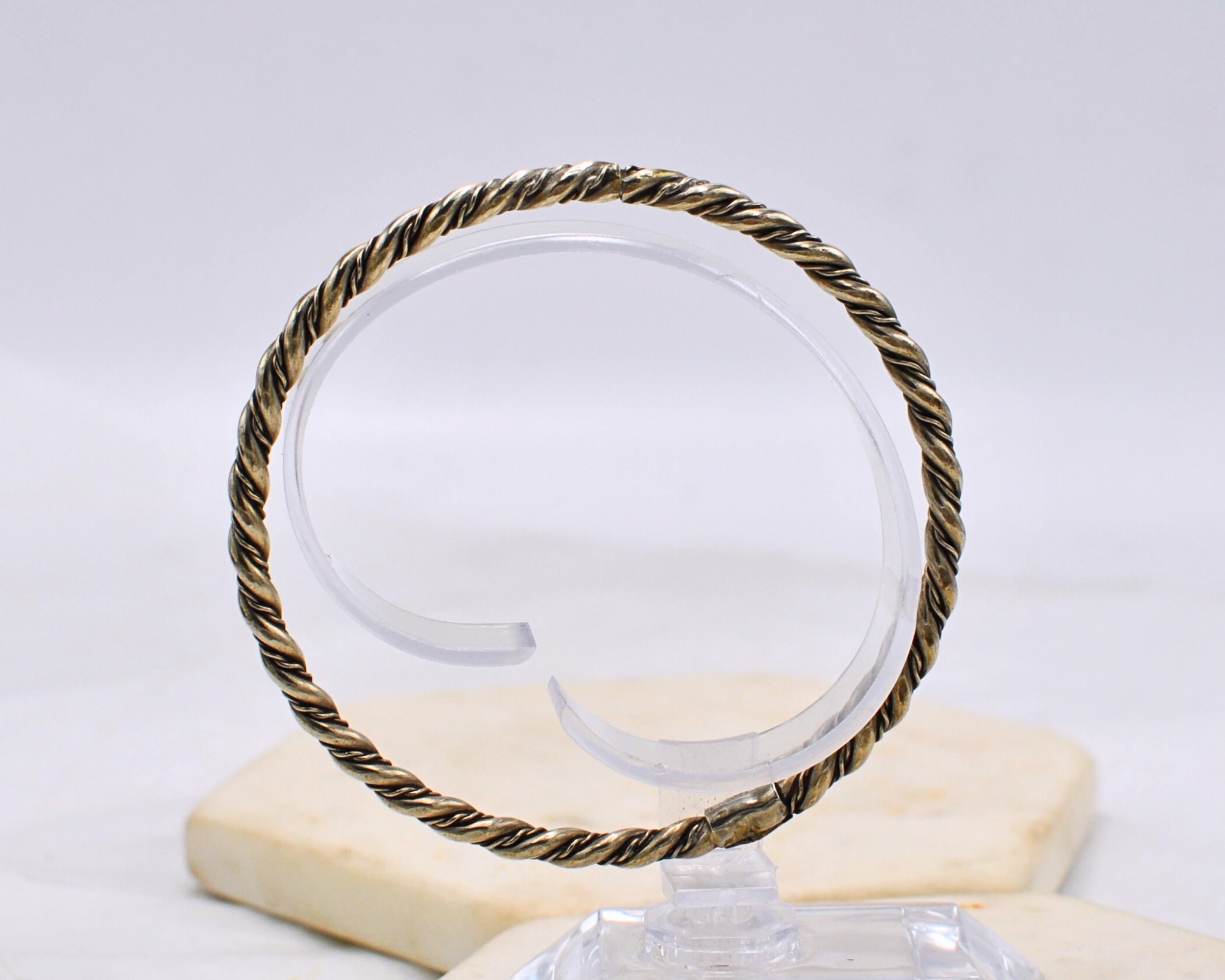 Vintage Sterling Silver Twist Bangle Bracelet - Stackable 925