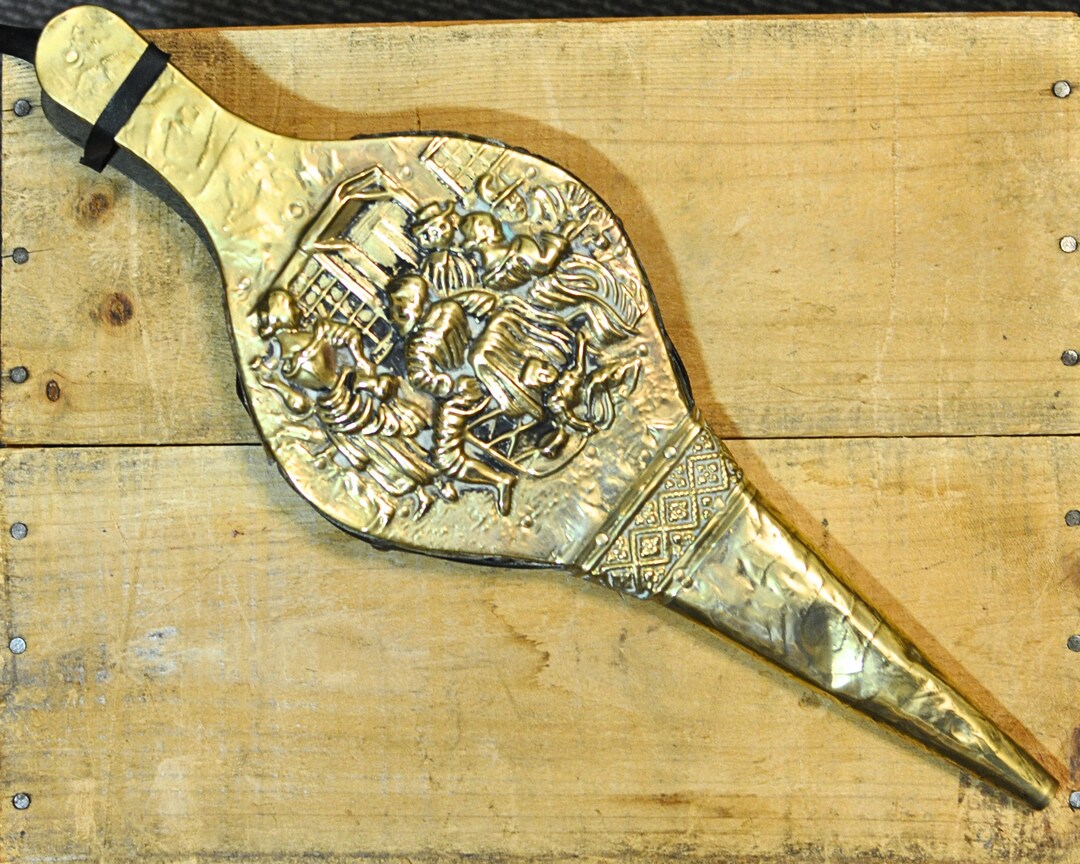 Antique Fireplace Bellows Brass and Wood Vintage Fire Pit Etsy