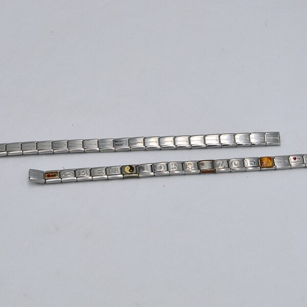 Two Vintage Nomination Italian Stainless Steel Bracelets - Charm Bracelet - Silver Bracelet - Link Bracelet