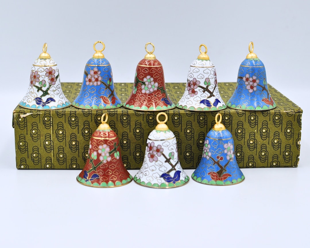 Vintage Cloisonné Bells Brass Bells With Enamel and Copper Etsy UK
