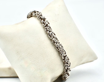 Vintage Silver Byzantine Chain Bracelet - Vintage 925 Sterling Silver