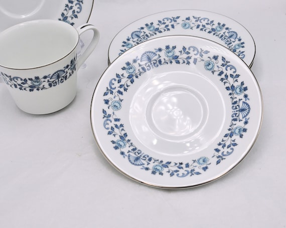 早割 万博 Noritake 4 of Set Royal Saucers and Cups Tea - Duos Blue 食器