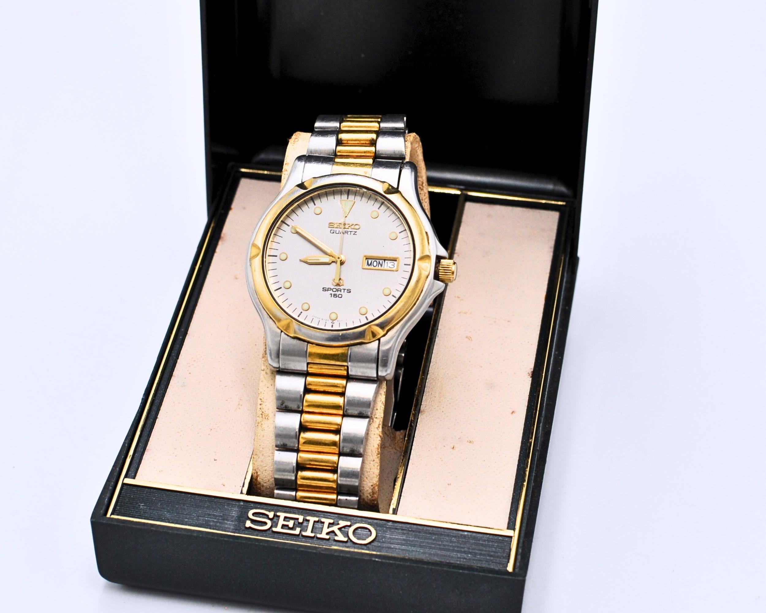 動作品　セイコー スポーツ 150 ゴールド SEIKO SPORTS 150 SEIKO 7T42-6A50 SPORTS 150 DIVER GOLD SIL DIAL DEPLOYMENT CHRONO