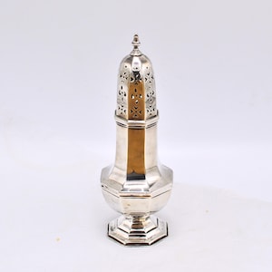 Antique Silver Sugar Shaker / Muffineer With Cut Top - Birmingham Sterling Silver 1924