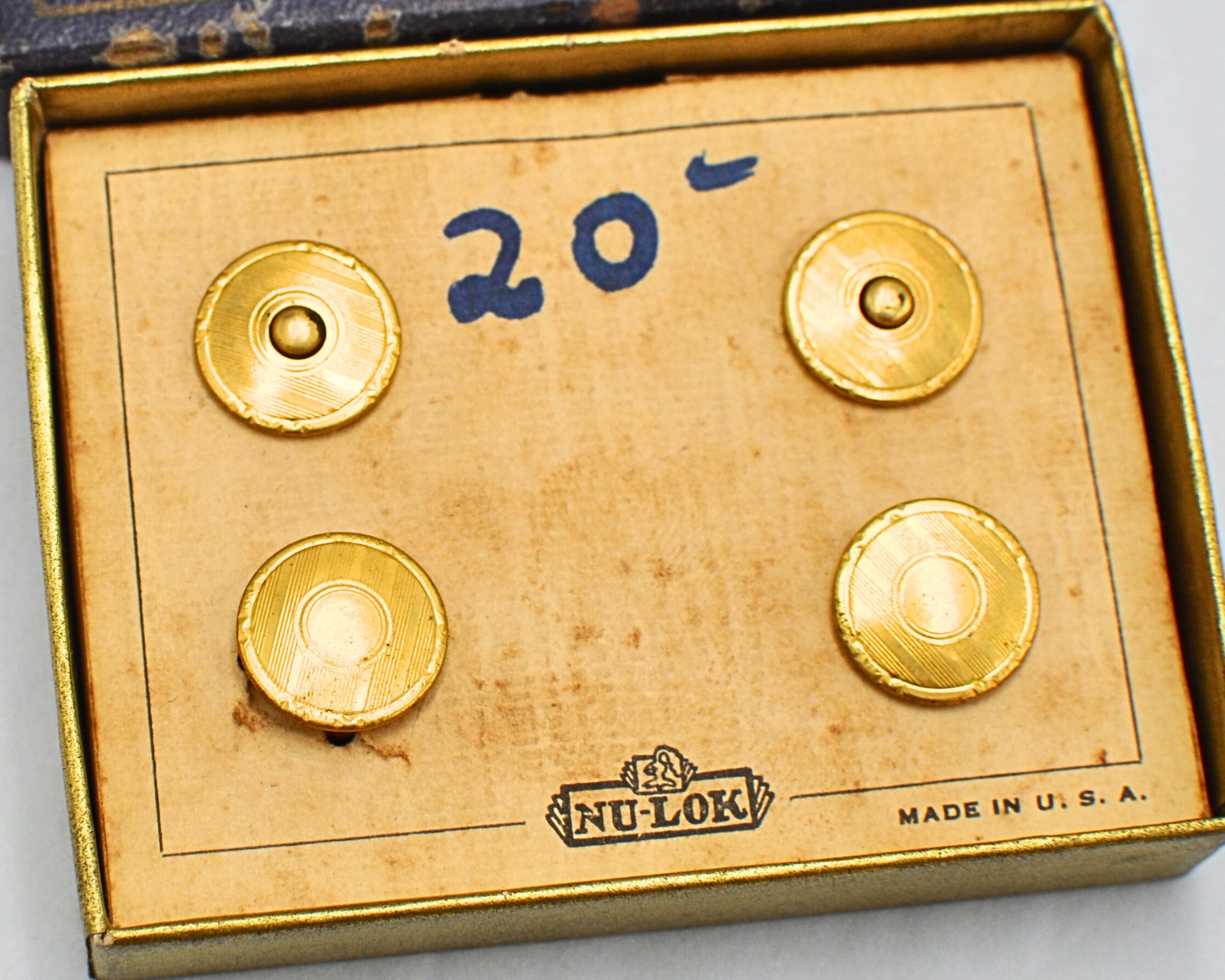 金メッキカフスボタン - 1920年代アンティークNu-Lokセット 