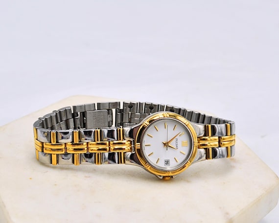 Vintage Pulsar Seiko Watch: Silver & Gold Tone, White Face - Etsy