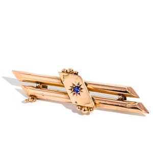 Antique 9k Rose Gold Victorian Brooch – Blue Garnet Topped Doublet, Vintage 9 carat Gold Jewelry