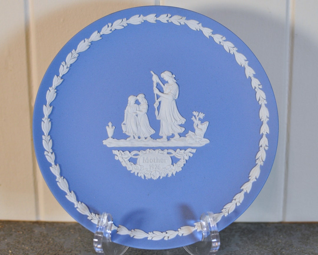 Wedgwood Jasperware Boxed Mother Plate 1976 6.5 Jasper Pale Blue