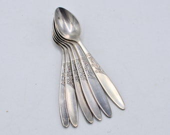 Set of 6 Demitasse Coffee Spoons: Grosvenor Christine 1970's Vintage Silverplate Spoons - Small Coffee or Mocha Spoons