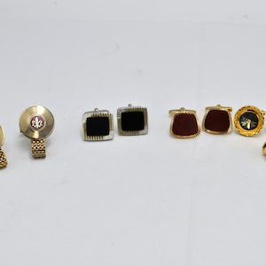 Vintage Cufflinks - French Fleur De Lis, Carnelian, Rivoli Cut  1960's to 1980's