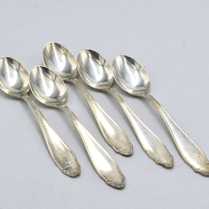 Swedish Teaspoons - Vintage Silverplate Cutlery - Set of 5 Teaspoons Art Nouveau Style Demitasse Coffee spoons marked &#39;Sweden&#39;