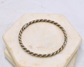 Vintage Sterling Silver Twist Bangle Bracelet - Stackable 925