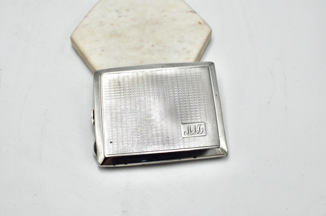 silver cigarette case hallmarked Vintage Birmingham Sterling 1940 edge darkening Superb antique Sterling Silver cigarette