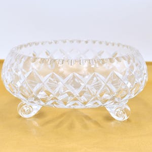 Vintage Tri Footed Cut Crystal Candy Dish / Fruit Bowl