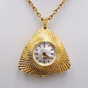 Drimex Toptime Gold Tone Necklace Watch - Working Wind-Up Vintage Ladies Watch 1980's