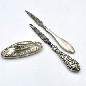 Antique Sterling Silver Vanity Set: Nail Buffer & Files, Birmingham 1911